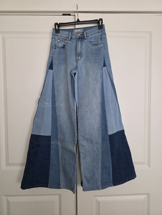 blue b Denim - Patchwork Wide-Leg Women’s Jeans - Light Blue